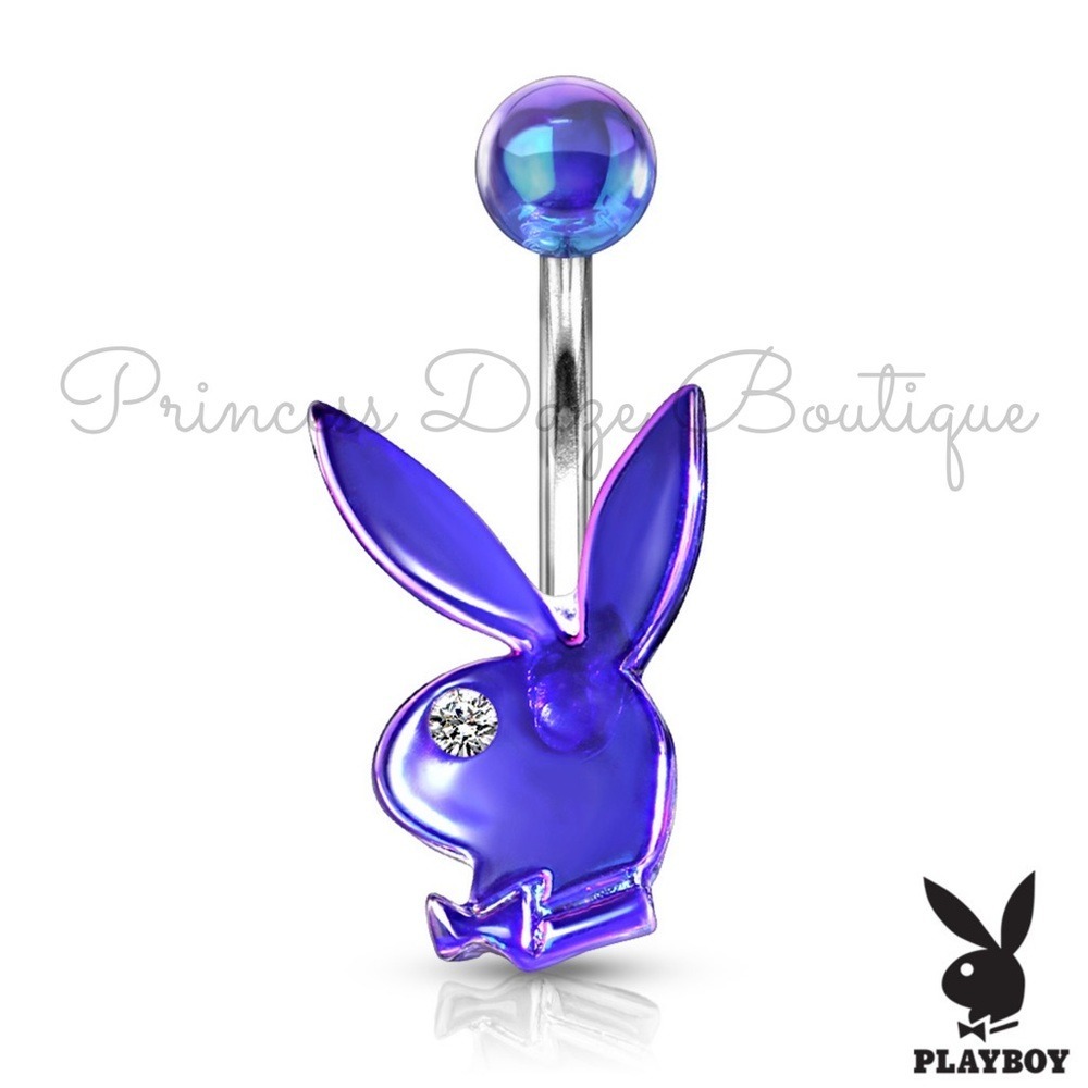 Blue Playboy Bunny Belly Button Ring